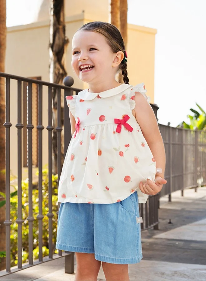 Dave & Bella Girls Cotton Fruit Print Top & Shorts Set