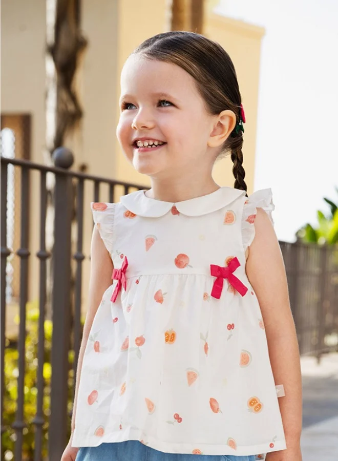 Dave & Bella Girls Cotton Fruit Print Top & Shorts Set