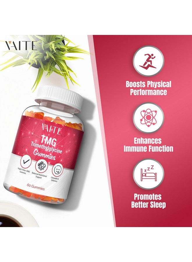 VAITE 800mg Trimethylglycine - TMG Gummies - Sugar-Free, Vegan & Gluten-Free - Chewable Supplement for Daily Nutritional Balance - 60 Chews - Supports Physical Performance - Image 2