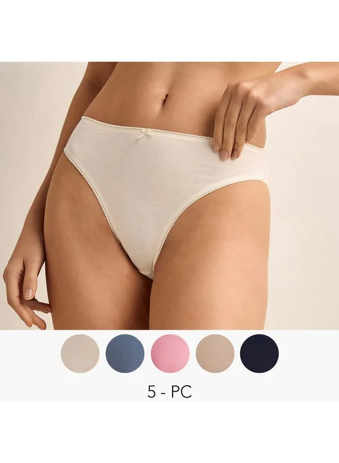 سبلاش فيڤ Set of 5   Bikini Briefs Mid Waist with Bow Detail