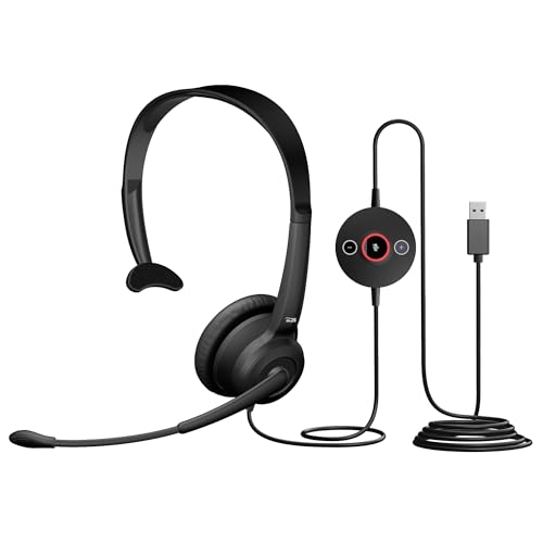 Cyber Acoustics Mono USB Headset with Noise Cancelling Microphone (AC-104ENC) – Call Center & Office Single Ear Wired Headphones, ENC Mic for Computer Work & Online Meetings - Image 1