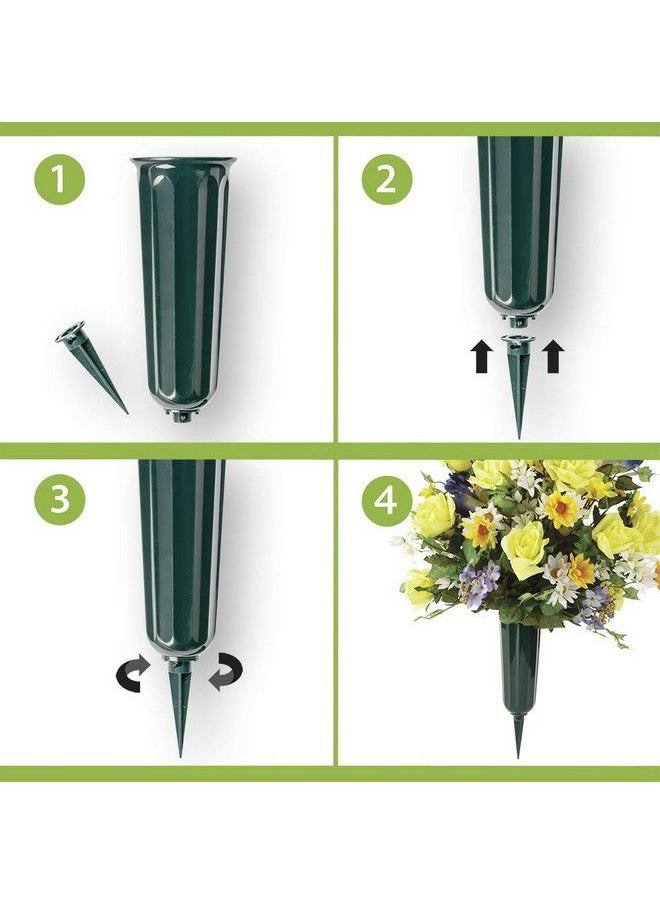 FloraCraft - Plastic Cemetery Vase With Detachable Spike 3 Inch X 7 Inch Green - Image 1