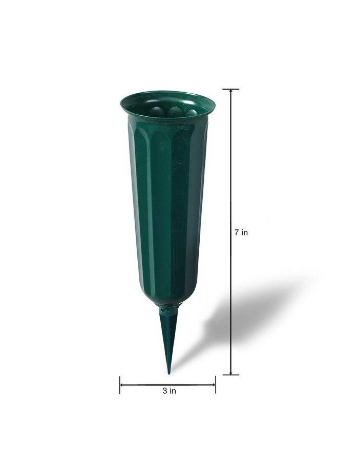 FloraCraft - Plastic Cemetery Vase With Detachable Spike 3 Inch X 7 Inch Green - Image 1