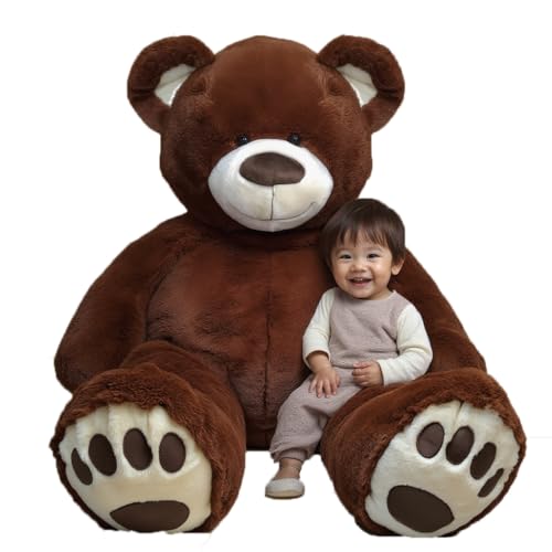 Anico 59 Tall 5 Foot Giant Plush Bear Stuffed Animal Dark Brown Teddy Bear with Smiling Face Premium Stuffed Toy Teddy Bear Perfect for Girlfriend Kids Valentines Day Christmas - Image 1