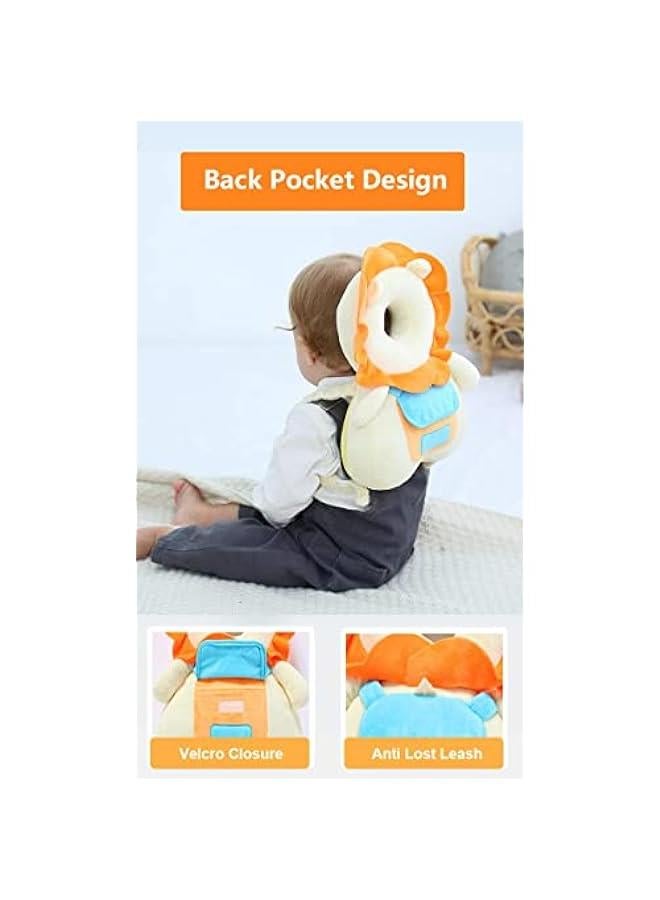 Gonice Head Safety Protector Pad for Baby Toddler Walker,Infant Talking Head Protection Backpack Cushion (Yellow Lion)  - Image 5