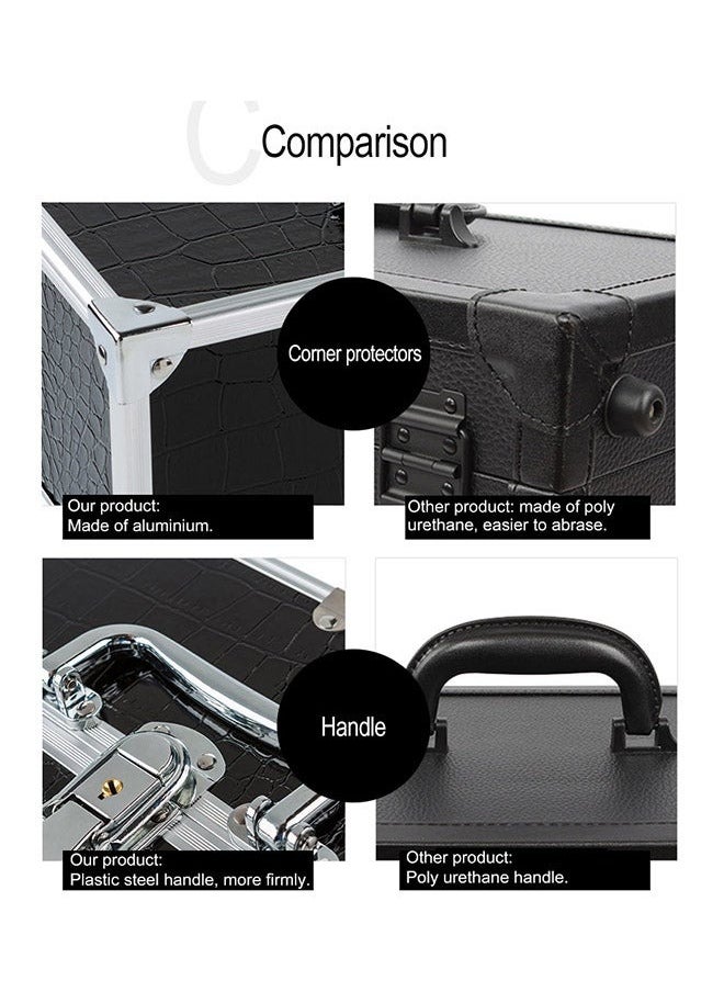 Enjoylifeme - Square Shaped Cosmetics Storage Bag Black/Silver - Image 1