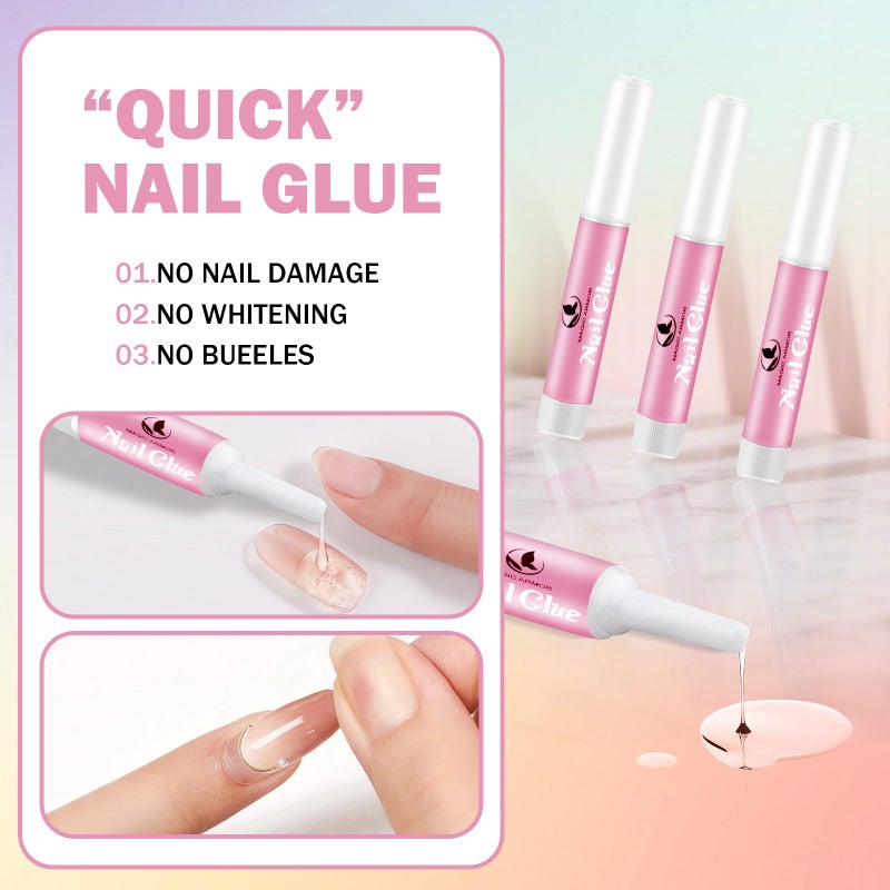 MAGIC ARMOR 15PCS Nail Glue for Acrylic Nails, Professional Nail Tip Glue for Fake Nails Broken Nails Adhesive Super Bond for Press on Nails Glues Adhesive for Fake Nails Tips Glues - Image 2