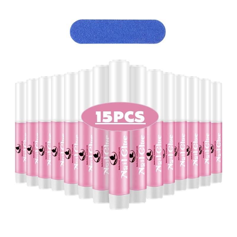 MAGIC ARMOR 15PCS Nail Glue for Acrylic Nails, Professional Nail Tip Glue for Fake Nails Broken Nails Adhesive Super Bond for Press on Nails Glues Adhesive for Fake Nails Tips Glues - Image 1