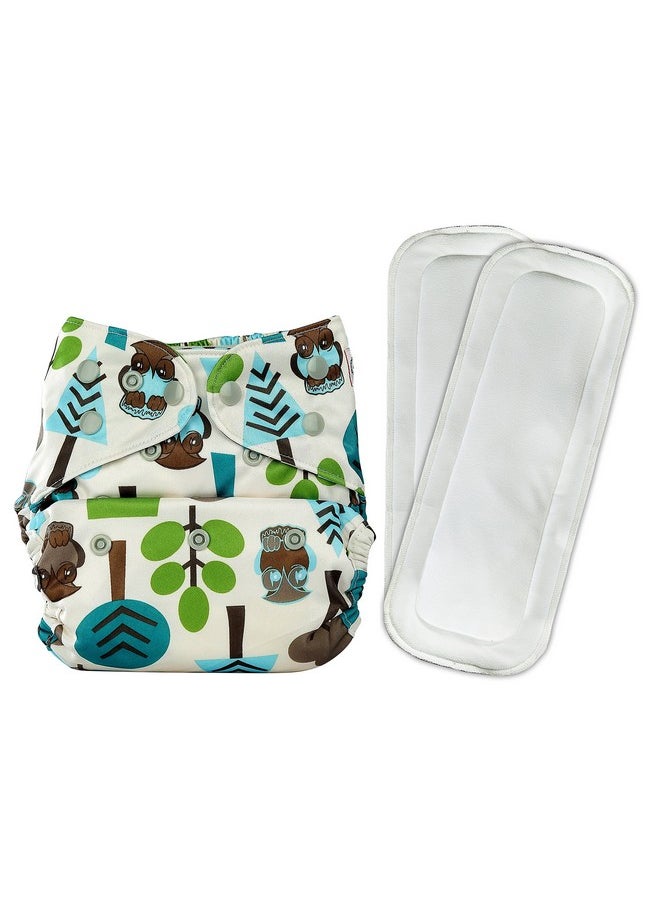 Bumberry Cloth Diaper Cover With 2 Wet Free Inserts Perfect For Babies Between 6-36 Months, 7 To 15 Kgs, Trees (Adjustable, Washable & Reusable, Snap Fit Diaper Cover With 2 Soakers)  - Image 1