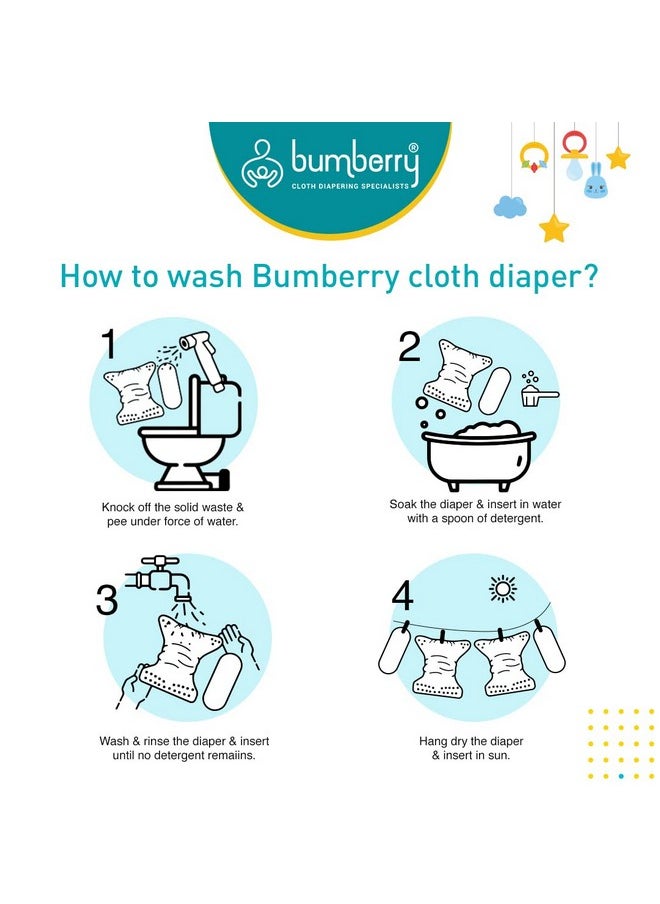 Bumberry Cloth Diaper Cover With 2 Wet Free Inserts Perfect For Babies Between 6-36 Months, 7 To 15 Kgs, Trees (Adjustable, Washable & Reusable, Snap Fit Diaper Cover With 2 Soakers)  - Image 5