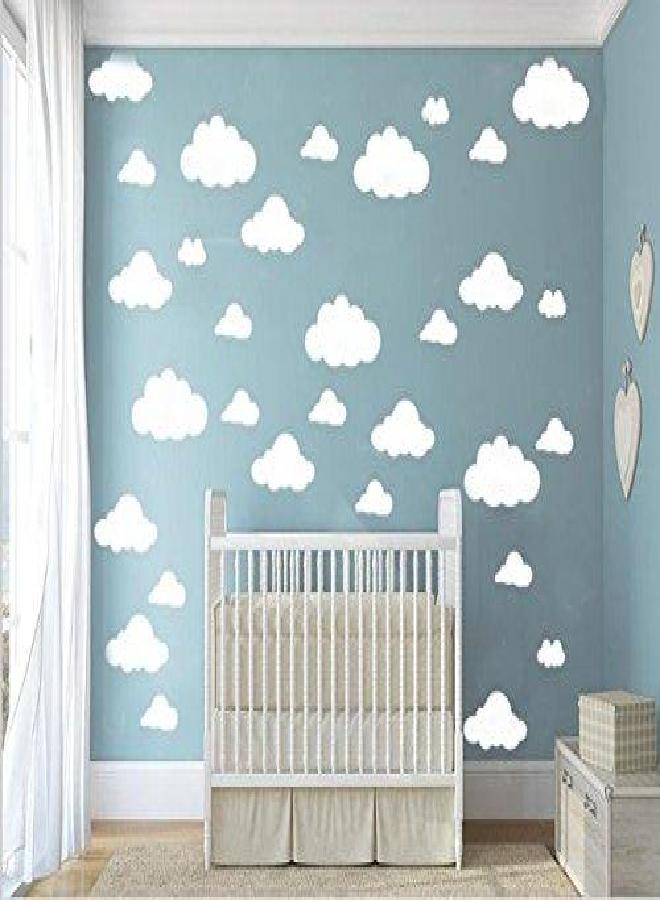CUGBO CUGBO 31pcs Big Clouds Vinyl Wall Decals DIY Wall Sticker Removable Wall Art Decor 4-10 inch for Living Room Nursery Kids Room(White) - Image 1