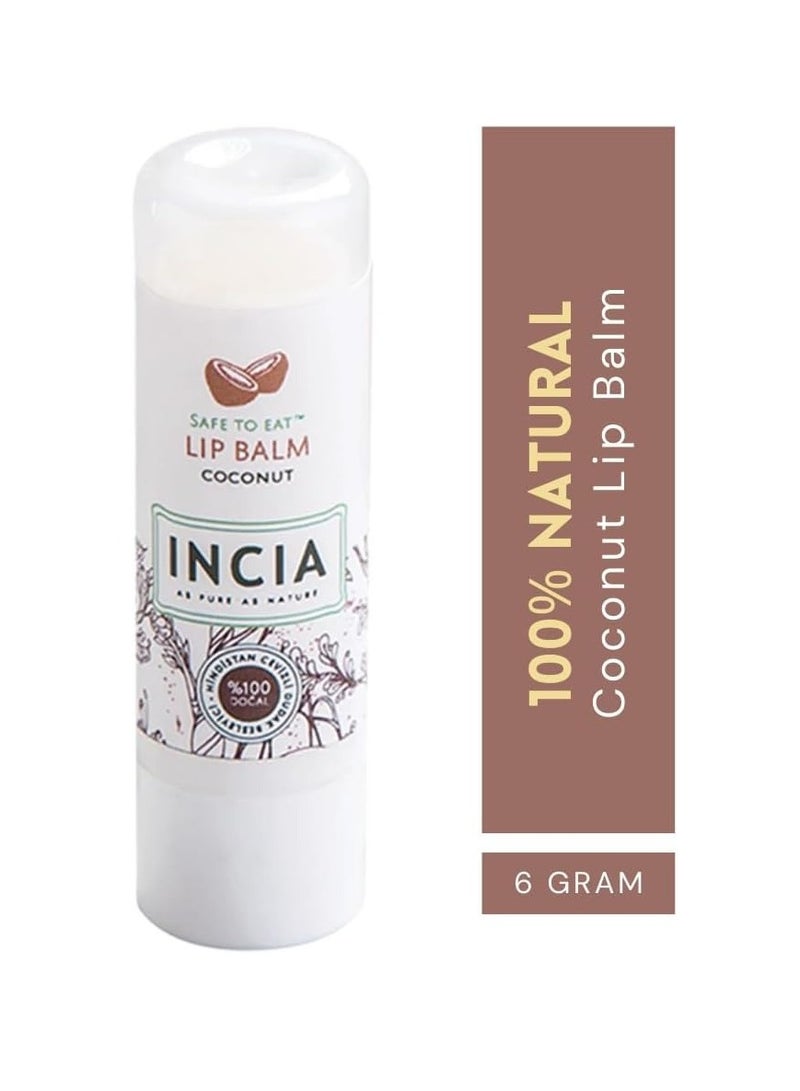 INCIA Coconut Lip Balm for Adults 6g, 100% Natural & Edible, Moisturizing Protection, Hydrating, Sun & Weather Protection, Pack of 4 - Image 2