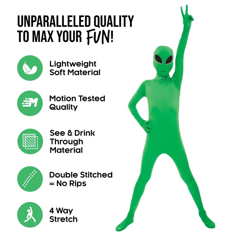 Morphsuits بدلة مخلوق فضائي للأطفال، بدلة مخلوق فضائي للأولاد، بدلة مخلوق فضائي للهالوين للأطفال، بدلة مخلوق فضائي للأطفال، بدلة مخلوق فضائي للأطفال M - Image 3