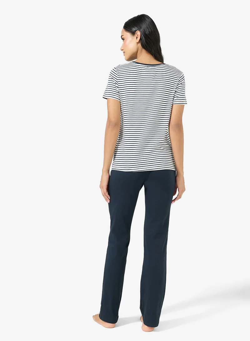 Ginger Stripe T-shirt & Pyjama Set