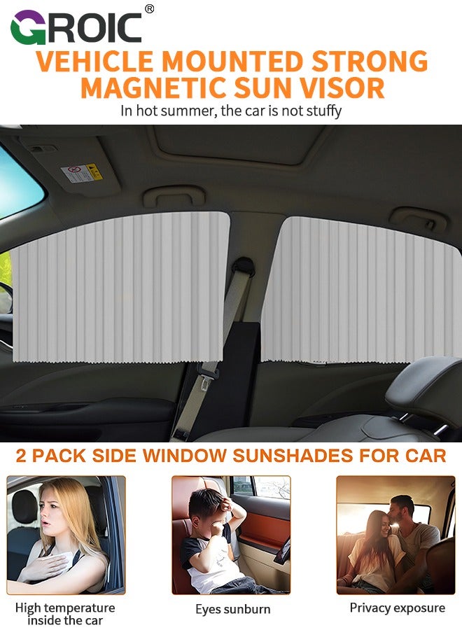 GROIC Car Window Shades,4 Pcs Car Curtains Window Covers Interior Full Priavcy Protection, Car Front Window Sun Shades,Car Rear Window Sun Shades,Privacy Magnetic Black Covers Car Curtains,Car Interior - Image 3