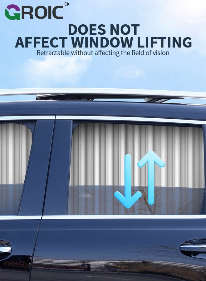 GROIC Car Window Shades,4 Pcs Car Curtains Window Covers Interior Full Priavcy Protection, Car Front Window Sun Shades,Car Rear Window Sun Shades,Privacy Magnetic Black Covers Car Curtains,Car Interior - Image 4