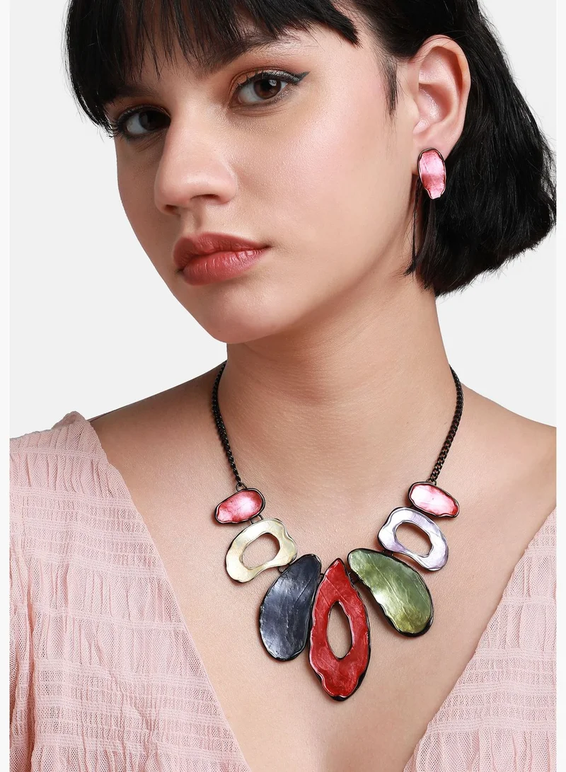 SOHI Trendy Designer Party Wear Necklace and Earring Set For Women