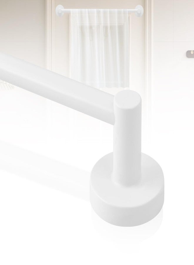 HTZON White Magnetic Curtain Rod for Door:Magnet Curtain Rods for Classroom Whiteboard,Small Adjustable Magnetic Towel Bar,Tool-Free French Magnet Rod with Leather Protective Cover No Drilling,16-28" - Image 1
