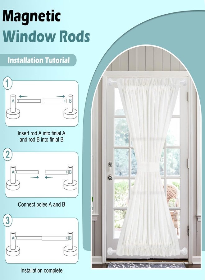 HTZON White Magnetic Curtain Rod for Door:Magnet Curtain Rods for Classroom Whiteboard,Small Adjustable Magnetic Towel Bar,Tool-Free French Magnet Rod with Leather Protective Cover No Drilling,16-28" - Image 4