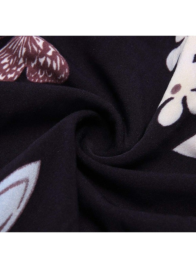 House of Quirk Polyester Spandex Printed Chair Cover Stretch Removable Washable Short Dining Chair Cover Protector Seat Slipcover (Black Flower, Pack of 4) - Image 3