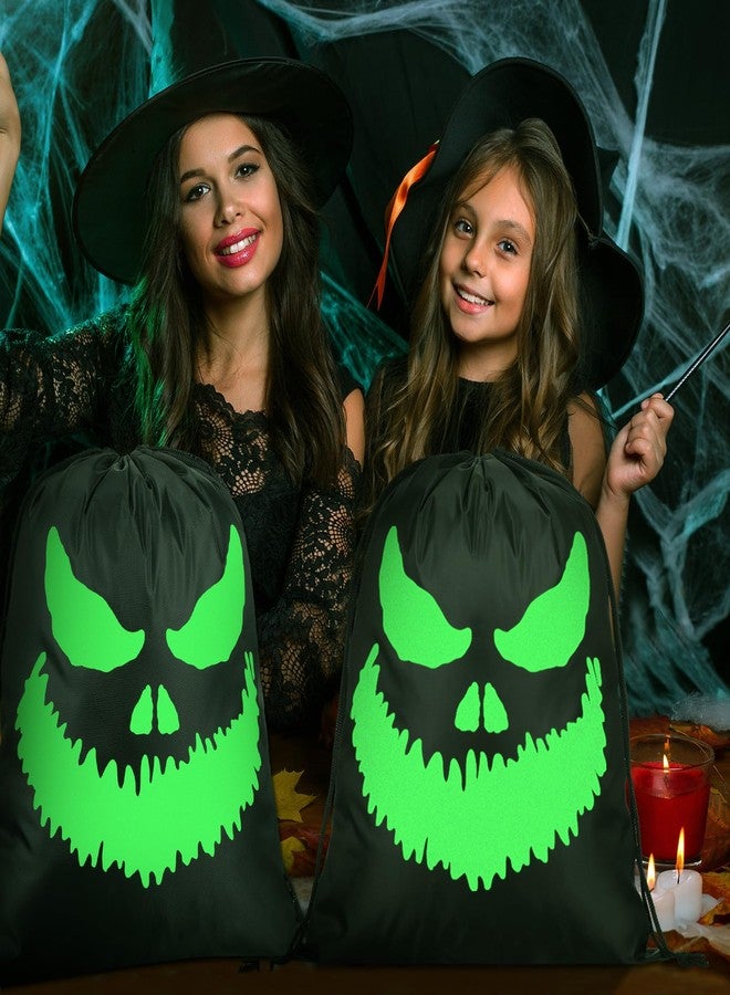 Kingdder 2 Pcs Halloween Glow in The Dark Ghost Bag 16.5 x 13.4 Inch Treat Bags with Drawstrings Cloth Candy Sack Luminous Reusable Tote Bags for Halloween Party Favors Supplies Gift (Fierce) - Image 5
