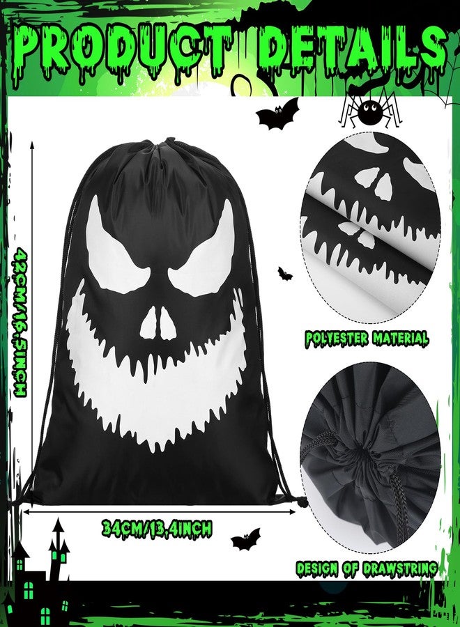 Kingdder 2 Pcs Halloween Glow in The Dark Ghost Bag 16.5 x 13.4 Inch Treat Bags with Drawstrings Cloth Candy Sack Luminous Reusable Tote Bags for Halloween Party Favors Supplies Gift (Fierce) - Image 2
