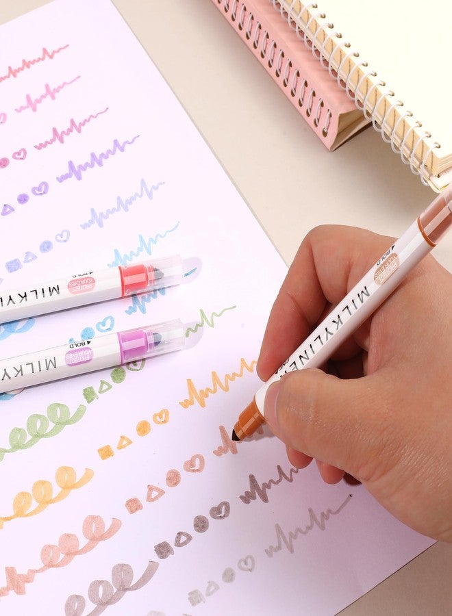 HANKU Highlighters Assorted Colors,24 Unique Retro Colors, Pastel Highlighters, Quick Dry Dual tip and Fine Tip No Bleed Highlighter Markers for Bible Journals Planners Books Notes - Image 4