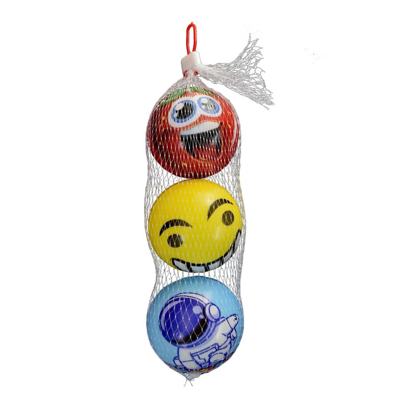 Ultra 3 Inch Stress Reliever Smiley Emoji Happy Face Soft Squeeze PU Balls for Kids & Adult in Multicolor | Playing Activity Toy | Non Toxic | Perfect for Hand Exercise| Mind Relaxer | Pack of 3 - Image 1