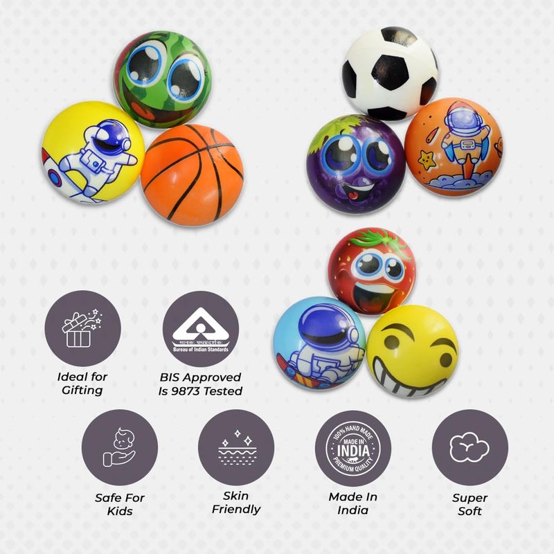 Ultra 3 Inch Stress Reliever Smiley Emoji Happy Face Soft Squeeze PU Balls for Kids & Adult in Multicolor | Playing Activity Toy | Non Toxic | Perfect for Hand Exercise| Mind Relaxer | Pack of 3 - Image 4