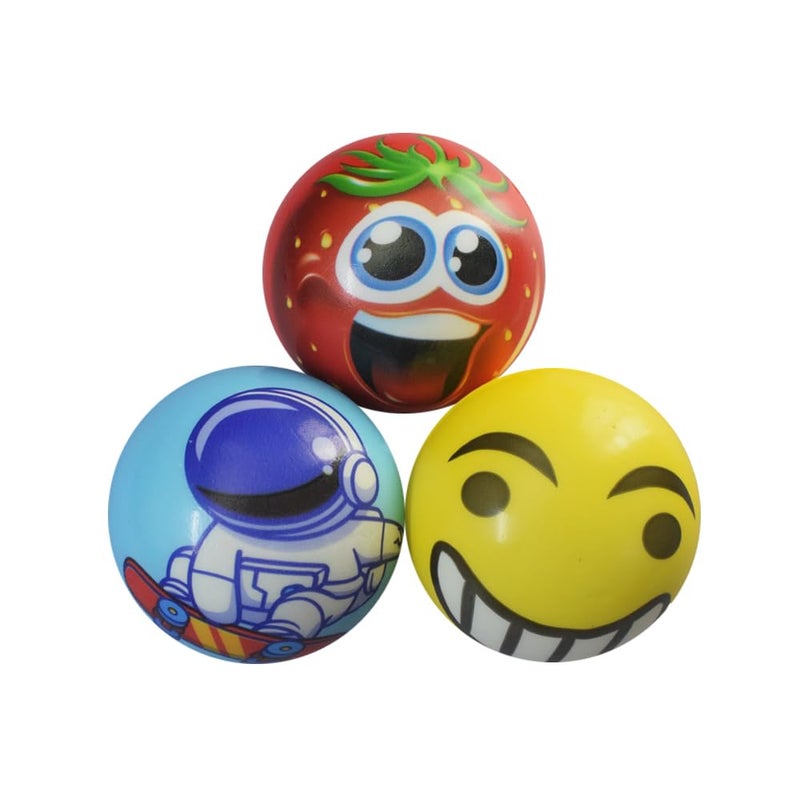 Ultra 3 Inch Stress Reliever Smiley Emoji Happy Face Soft Squeeze PU Balls for Kids & Adult in Multicolor | Playing Activity Toy | Non Toxic | Perfect for Hand Exercise| Mind Relaxer | Pack of 3 - Image 2