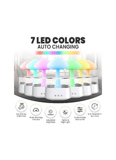 X spring Rain Cloud Humidifier, Mushroom Rain Humidifier, Essential Oil Diffuser with 7 Colors LED Lights, Rain Drop Humidifier with Calming Rain Sounds, Rain Cloud Diffuser to Help Sleeping and Stress  - Image 4