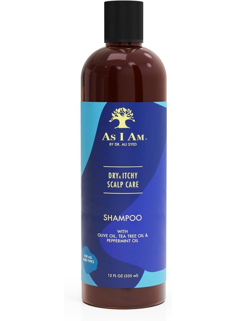آز أي آم شامبو للعناية بفروة الرأس الجافة والمصابة بالحكة – 12 أونصة | بزيت الزيتون وشجرة الشاي وزيوت النعناع | مضاد للقشرة ومرطب - Image 1