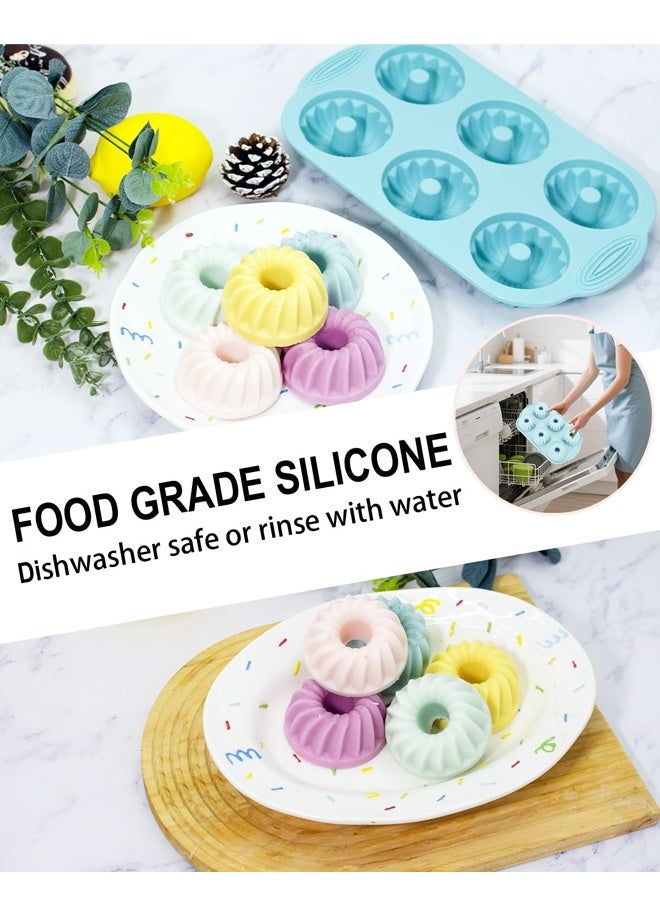 2pcs Silicone Fluted Tube Cake Pans, 6 Cavity Heritage Bundtlette Cake Silicone Mold for Baking Non Stick Fancy Molds - Image 4