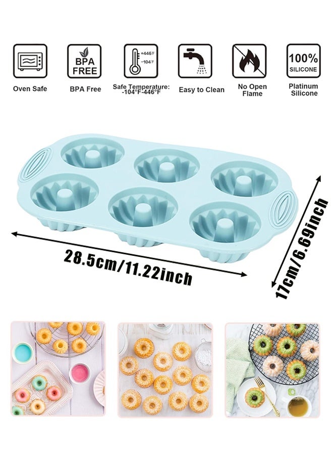 2pcs Silicone Fluted Tube Cake Pans, 6 Cavity Heritage Bundtlette Cake Silicone Mold for Baking Non Stick Fancy Molds - Image 2
