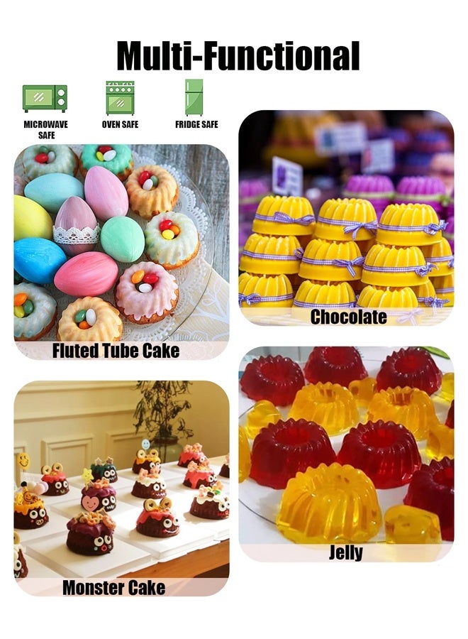 2pcs Silicone Fluted Tube Cake Pans, 6 Cavity Heritage Bundtlette Cake Silicone Mold for Baking Non Stick Fancy Molds - Image 5