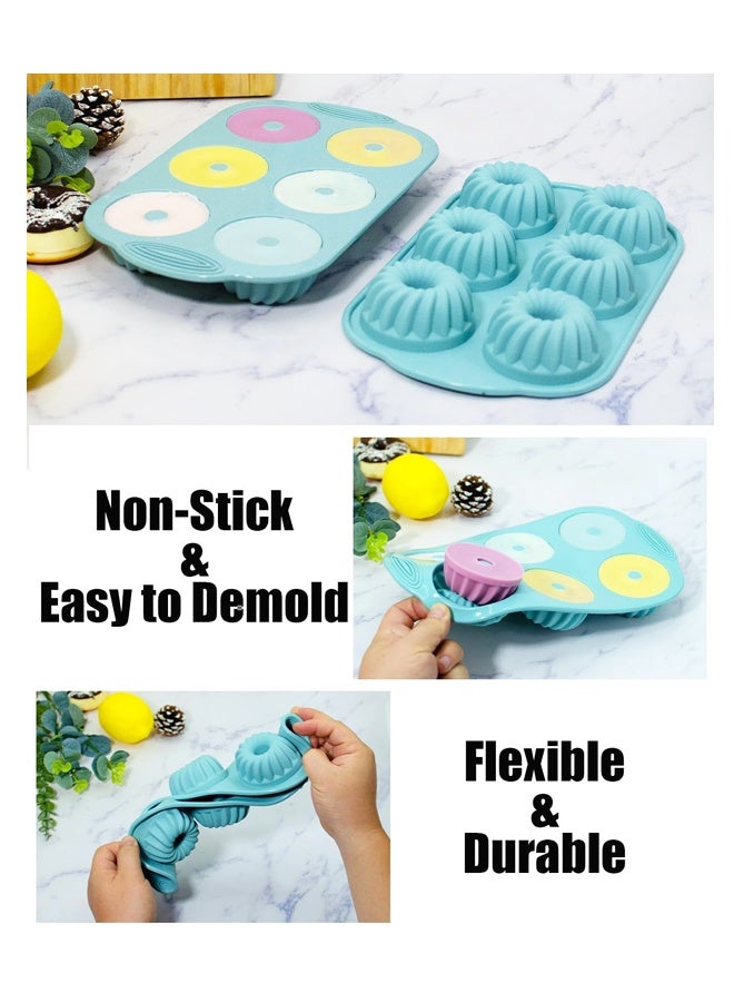 2pcs Silicone Fluted Tube Cake Pans, 6 Cavity Heritage Bundtlette Cake Silicone Mold for Baking Non Stick Fancy Molds - Image 3