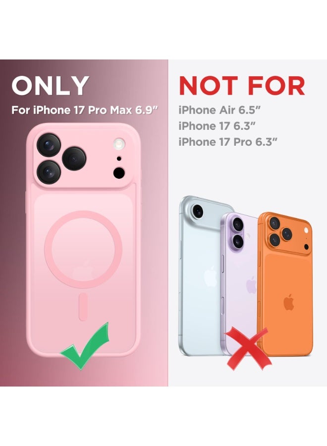 كبرارو غطاء آيفون 17 برو ماكس مع MagSafe، مغناطيس قوي، زر معدني للكاميرا، ‏[حماية كاملة للكاميرا] ‏[واقي شاشة]، غطاء سيليكون مقاوم للصدمات، متوافق مع ملحقات MagSafe، باللون الوردي الخوخي - Image 2