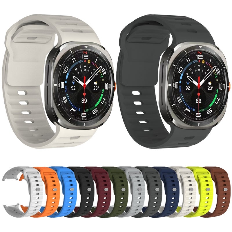 erorex For Samsung Galaxy Watch Ultra 47Mm / Ultra 2025 Wavy Texture Silicone Watch Band(Dark Grey) - Image 3