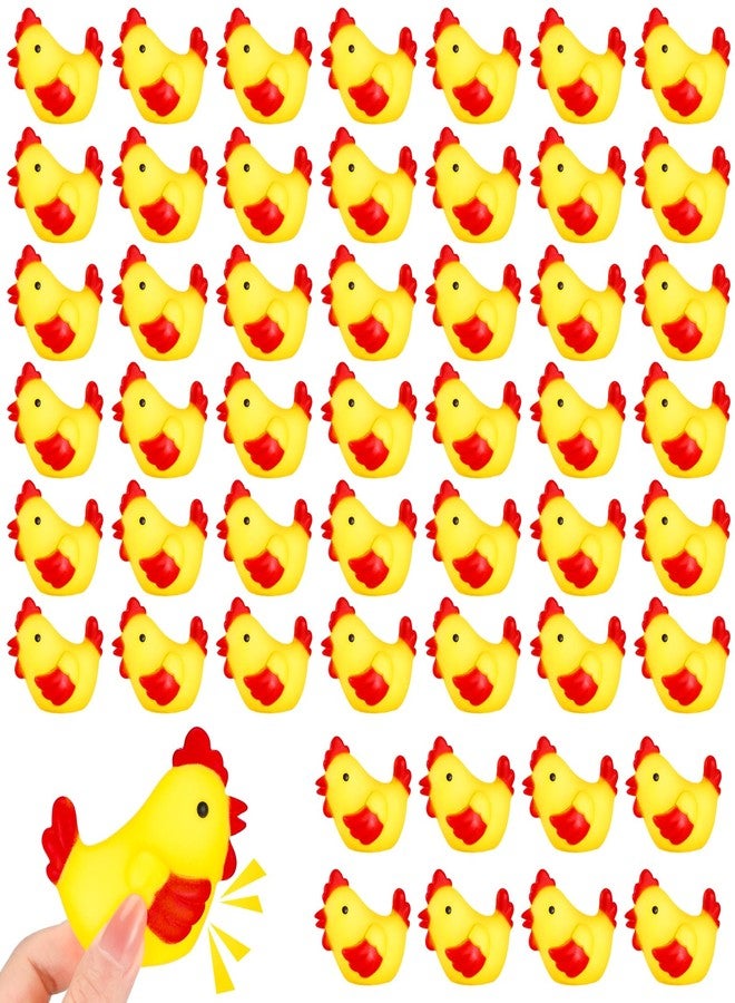 Silipull 50 Pcs Yellow Rubber Chicken Squeak Mini Rubber Chicks Squeezable Squeaky Toy Chicken Noisemaker for Shower Bath Birthday Novelty Favors Decorations Gift, 1.38 x 2.17 x 2.76 Inch - Image 1