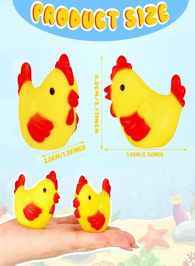 Silipull 50 Pcs Yellow Rubber Chicken Squeak Mini Rubber Chicks Squeezable Squeaky Toy Chicken Noisemaker for Shower Bath Birthday Novelty Favors Decorations Gift, 1.38 x 2.17 x 2.76 Inch - Image 2