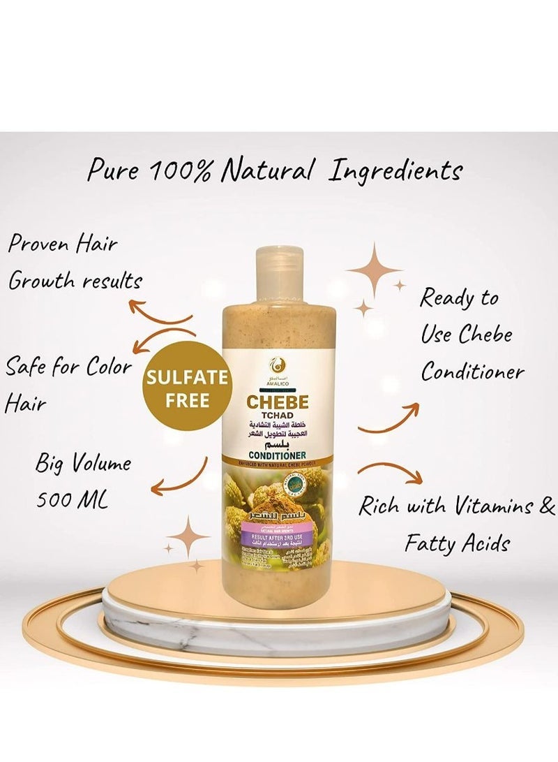AMALICO Chebe Conditioner for Hair Growth - Natural African Chebe Powder for Hair Growth Anti Dandruff - 500ml - Image 3