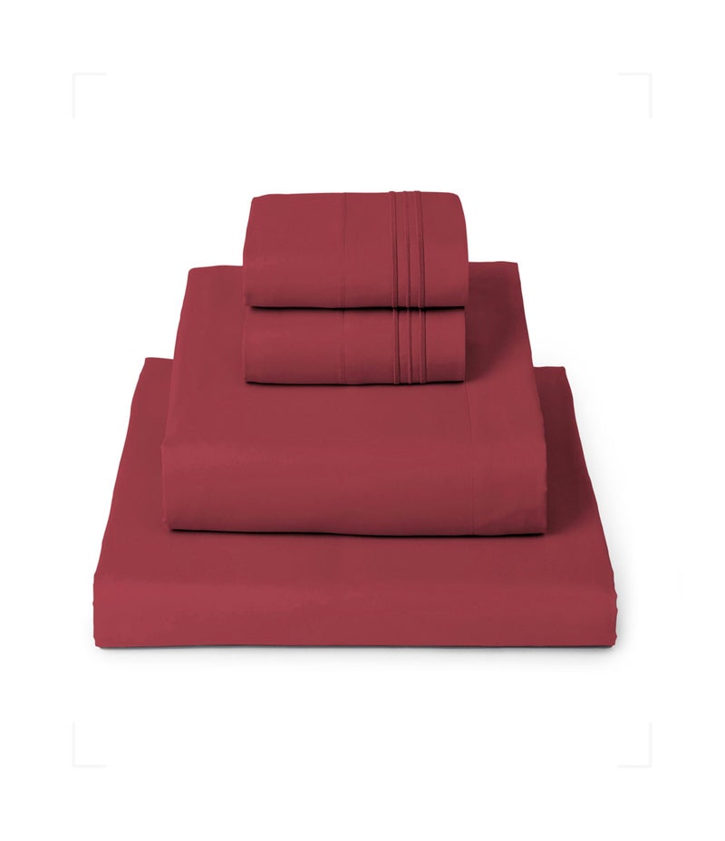 Mellanni California King Sheets Set  4 PC Iconic Collection Bedding  Hotel Luxury Extra Soft Cooling Bed Sheets  Wrinkle Fade Stain Resistant Cal King Brick Red - Image 1