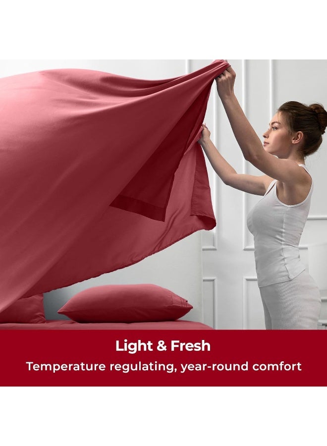 Mellanni California King Sheets Set  4 PC Iconic Collection Bedding  Hotel Luxury Extra Soft Cooling Bed Sheets  Wrinkle Fade Stain Resistant Cal King Brick Red - Image 2