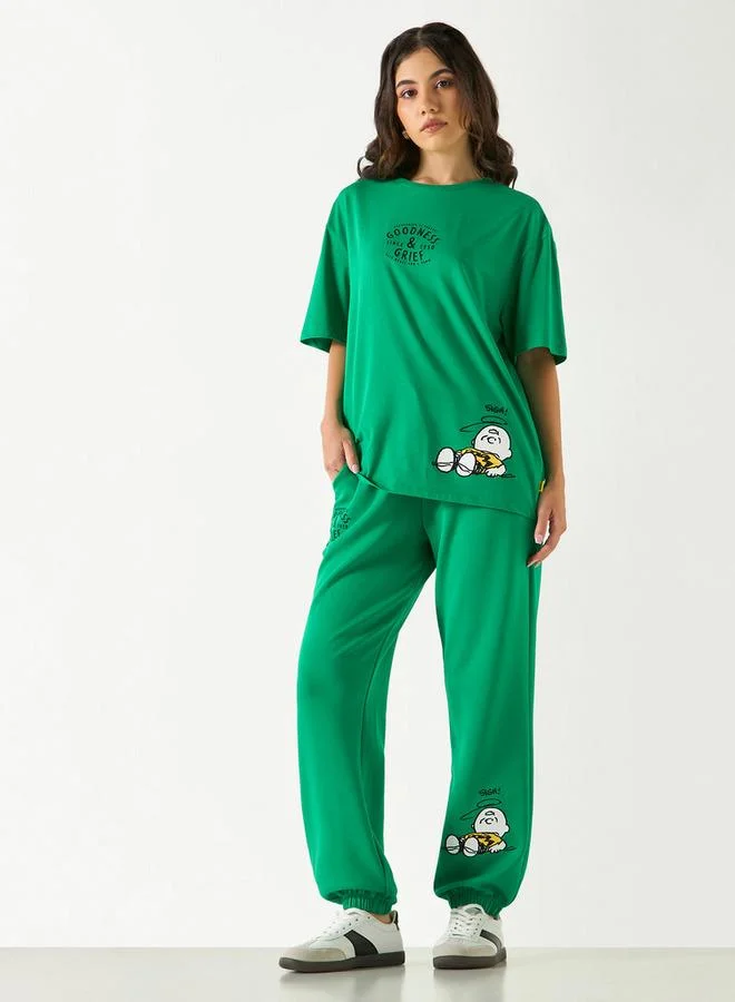 اس بي كاركترز بنطلون رياضي برباط إغلاق وجيوب وتطريز سنوبي