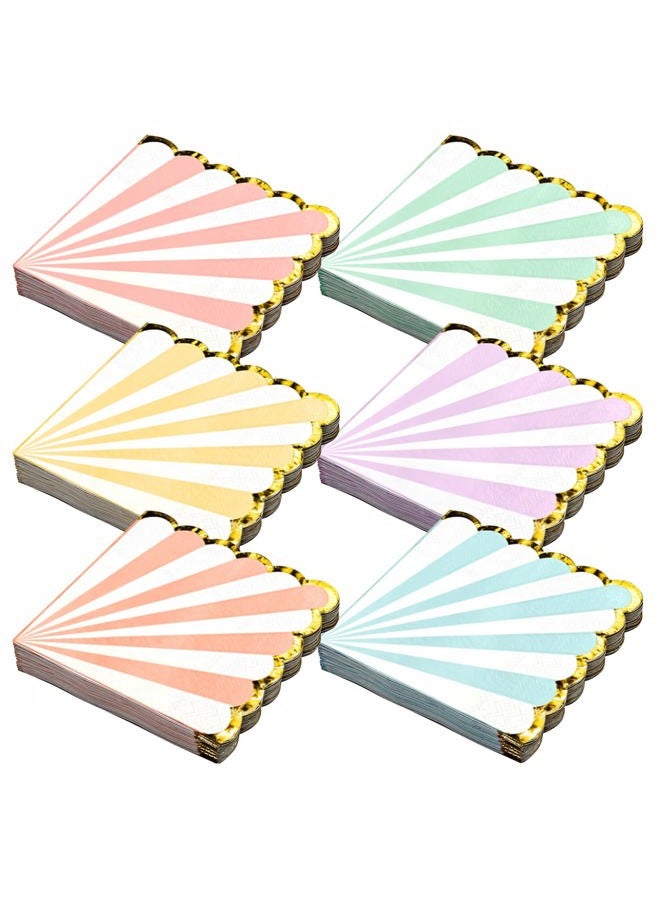 Confettiville Party Paper Napkins, 6 Colors and White Scalloped Edge with Gold Foil Luncheon Napkins, 3-Ply, 96-Sheets, 6.5 x 6.5 Inches - Image 1