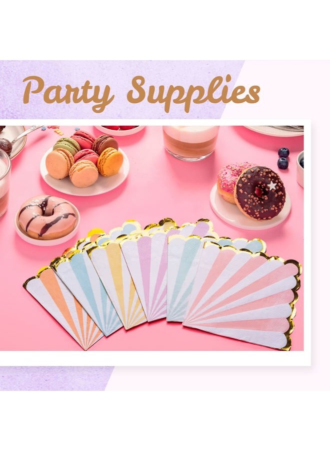 Confettiville Party Paper Napkins, 6 Colors and White Scalloped Edge with Gold Foil Luncheon Napkins, 3-Ply, 96-Sheets, 6.5 x 6.5 Inches - Image 3