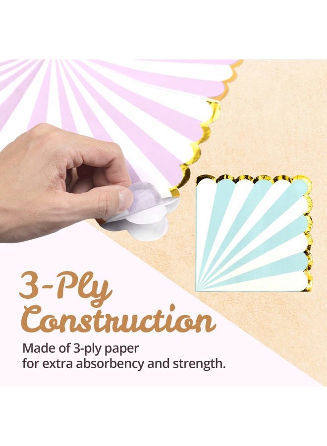 Confettiville Party Paper Napkins, 6 Colors and White Scalloped Edge with Gold Foil Luncheon Napkins, 3-Ply, 96-Sheets, 6.5 x 6.5 Inches - Image 5