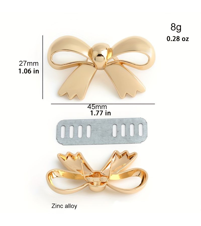 5pcs Light Golden Metal Bow Knitted Hat Bag Tag Ring Buckle DIY Wallet Making - Image 4