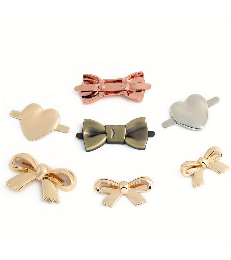 5pcs Light Golden Metal Bow Knitted Hat Bag Tag Ring Buckle DIY Wallet Making - Image 3