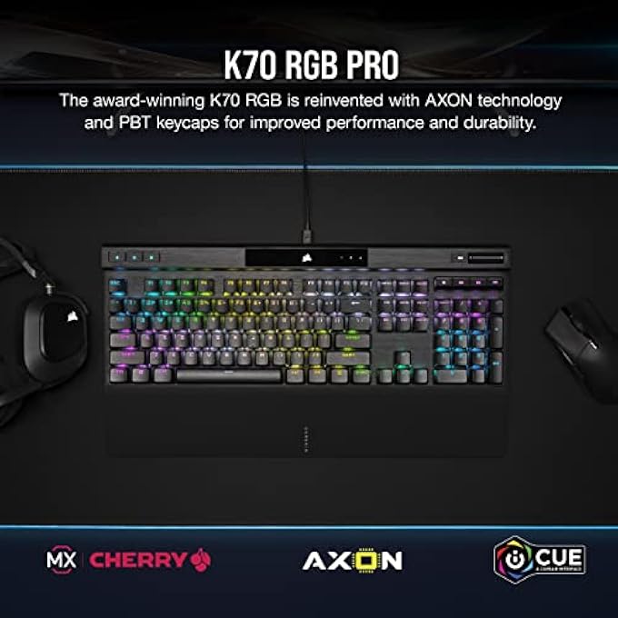 rayihni K70 RGB PRO MECHANICAL GAMING KEYBOARD - CHERRY MX RED KEYSWITCHES - 8,000HZ HYPER-POLLING - DURABLE PBT DOUBLE-SHOT KEYCAPS - PER-KEY RGB BACKLIGHTING - DETACHABLE USB TYPE-C CABLE - BLACK - Image 2